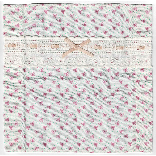 Lego Scala, Blanket / Bedspread 22 x 22 with Pink Bow, Dark Pink Bows and Green Dots Print / White