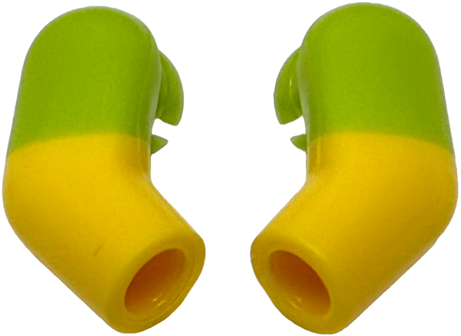 Lego Arm, (Matching Left and Right) Pair with Molded Lime Short Sleeves  Pattern