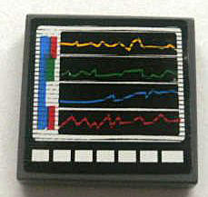 Lego Tile 2 x 2 with Multicolor Graphs on Screen Pattern (Sticker) - Set 8672