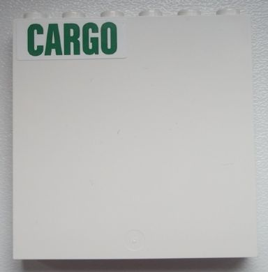 Lego Panel 1 x 6 x 5 with Green 'CARGO' Pattern Upper Left (Sticker) - Set 60020 / White