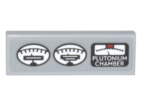 Lego Tile 1 x 3 with 2 White Oval Gauges and Black Gauge 'PLUTONIUM CHAMBER' Pattern (Sticker) - Set 10300