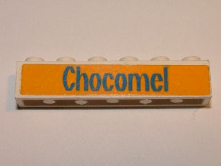 Lego Brick 1 x 6 with Blue 'Chocomel' Pattern (Sticker) - Set 1620-2