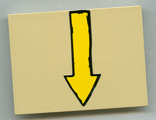 Lego Slope 10 6 x 8 with Yellow Arrow Pointing Down (towards edge of slope) Pattern (Sticker) - Set 4982