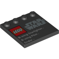 Lego Plate Special 4 x 4, Studs on One Edge with 'Lego Star Wars' Logo and 'B-wing Starfighter B-wing Pilot Endor' Print - Set 75010