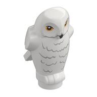 Lego Animal, Bird, Owl Small, Angular Features with Yellow Eyes and Light Bluish Gray Rippled Chest Feathers Print / White