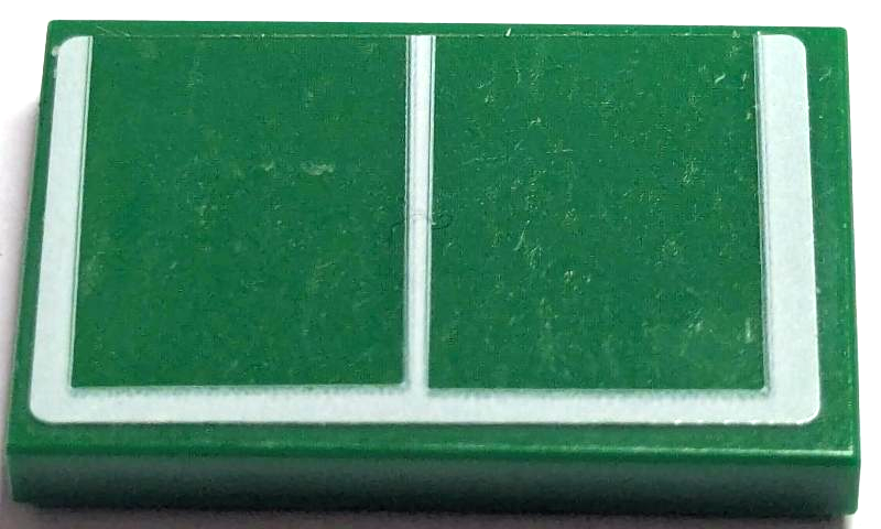 Lego Tile 2 x 3 with White Lines for Half Ping Pong Table Pattern (Sticker) - Set 41709 / Green