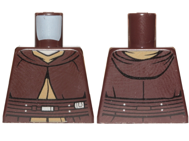 Lego Torso SW Jedi Robe, Belt and Dark Tan Undershirt Pattern / Dark Brown