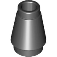 Lego Cone 1 x 1 [Top Groove] / Black