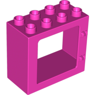 Lego Duplo Door / Window Frame Flat Front Surface, Completely Open Back / Dark Pink