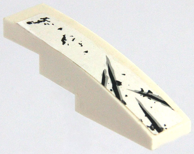 Lego Slope, Curved 4 x 1 with Black and Light Bluish Gray Scratches Pattern 4 (Sticker) - Set 70009