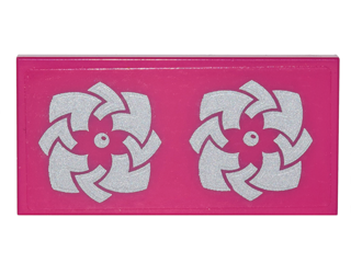 Lego Tile 2 x 4 with 2 Silver Geometric Flowers Pattern (Sticker) - Set 41180 / Magenta
