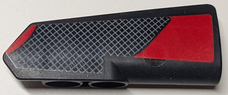 Lego Technic, Panel Fairing #21 Very Small Smooth, Side B with Grille and Red Stripes Pattern (Sticker) - Set 42125 / Black