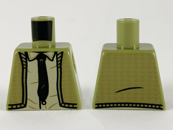 Lego Torso Sweater, Medium Nougat Chevrons, Tan Shirt and Black Tie Pattern / Olive Green