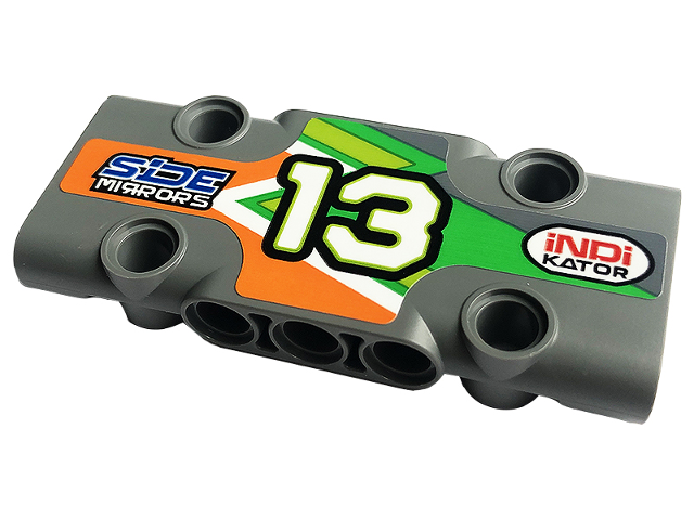 Lego Technic, Panel Plate 3 x 7 x 1 with Number 13, 'iNDi KATOR' and 'SiDE MIRRORS' Pattern Model Right Side (Sticker) - Set 42129