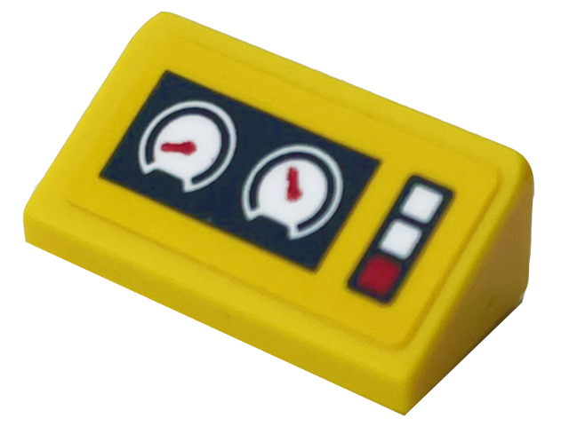 Lego Slope 30 1 x 2 x 2/3 with Red and White Buttons and Gauges on Black Background Pattern (Sticker) - Set 60407