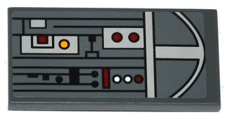 Lego Tile 2 x 4 with SW V-Wing Starfighter Circuitry Pattern (Sticker) - Set 75039 / Dark Bluish Gray