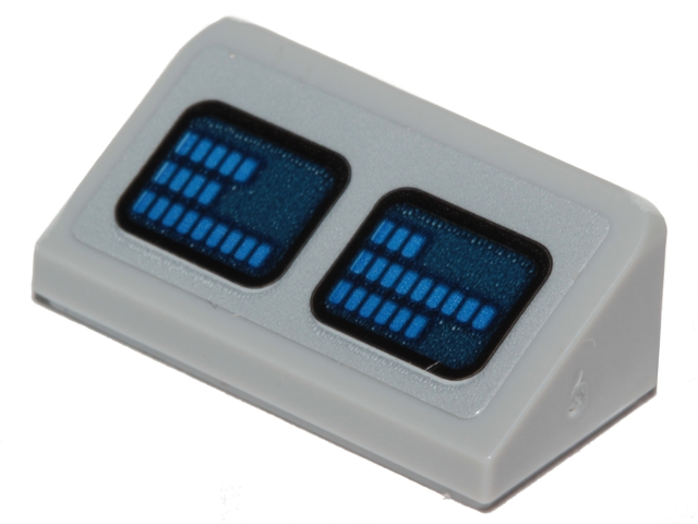 Lego Slope 30 1 x 2 x 2/3 with 2 Dark Blue Rounded Squares with Blue Equalizer Bars (SW Droid Scanner) Pattern (Sticker) - Set 75205