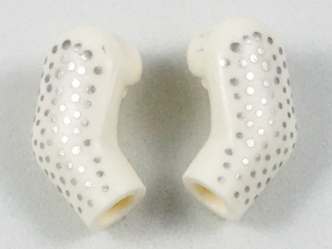 Lego Arm, (Matching Left and Right) Pair with Silver Speckles Pattern / White
