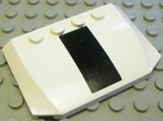 Lego Wedge 4 x 6 x 2/3 Triple Curved with Black Stripe Pattern (Sticker) - Set 7245-1 / White