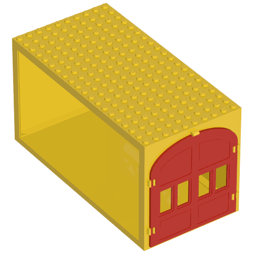Lego Fabuland, Building, Garage Block with Blue Windows and Red Doors