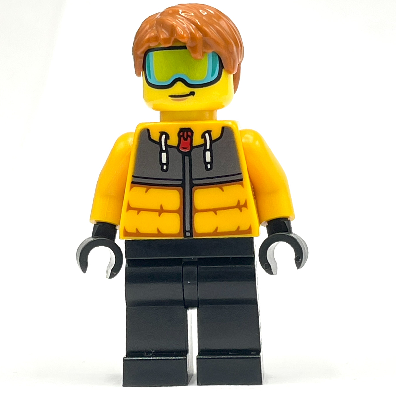 Lego Snow Tuber, Bright Light Orange Jacket, Black Legs