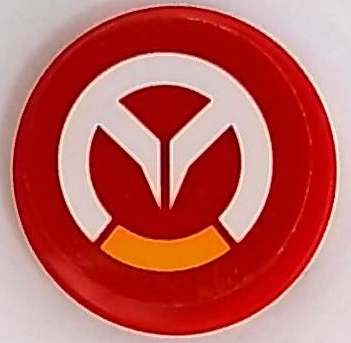 Lego Tile, Round 2 x 2 with Bottom Stud Holder with Overwatch Logo Pattern (Sticker) - Set 75975