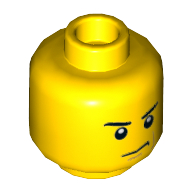 Lego Minifig Head Samurapper, Eyebrows and Scowl, White Pupils Print / Yellow