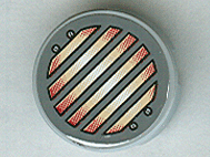 Lego Tile, Round 2 x 2 with Headlight Pattern (Sticker) - Set 7475 / Light Bluish Gray