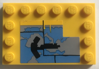 Lego Tile, Modified 4 x 6 with Studs on Edges with Worn Paint Blue and Black Pattern (Sticker) - Set 75157 / Yellow