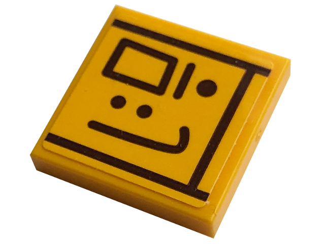 Lego Tile 2 x 2 with Dark Brown Hieroglyphs, Lines and 3 Dots Pattern (Sticker) - Set 77013 / Bright Light Orange