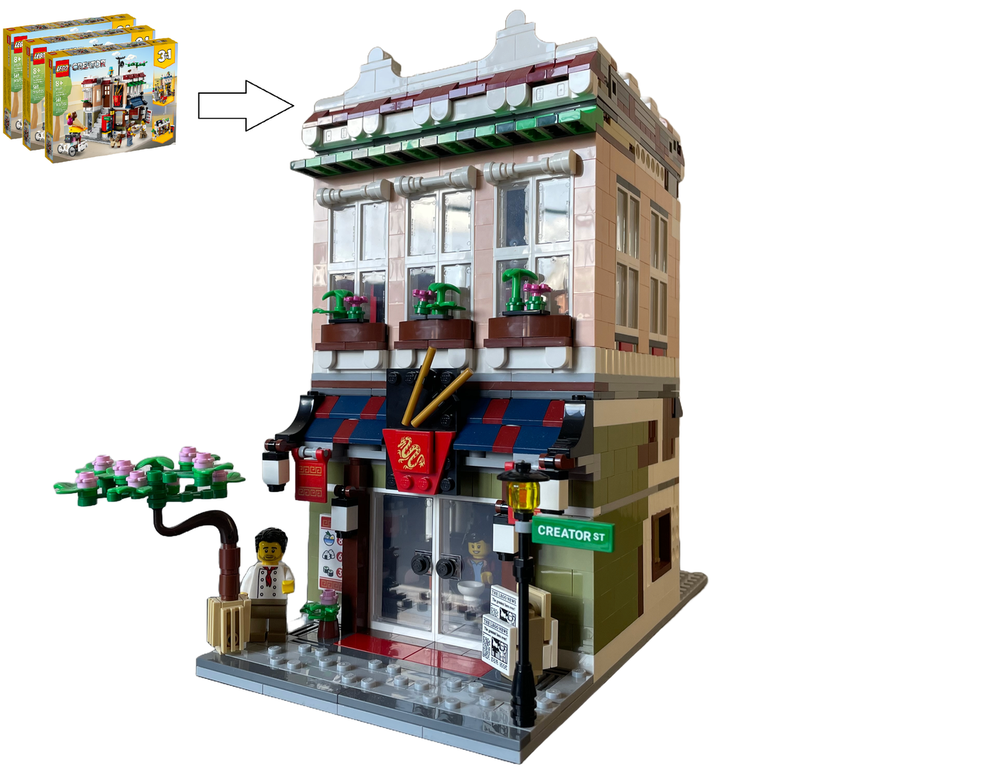 Lego Noodle Restaurant & Arcade Modular Alternate build of 3x 31131