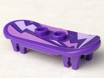 Lego Minifigure, Utensil Skateboard Deck with Lavender and Medium Lavender Lightning Bolts Pattern (Sticker) - Set 41327 / Dark Purple