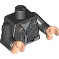 Lego Torso Leather Jacket with Zippers and 'Mutt' on Chest Print, Black Arms, Light Nougat Hands / Black