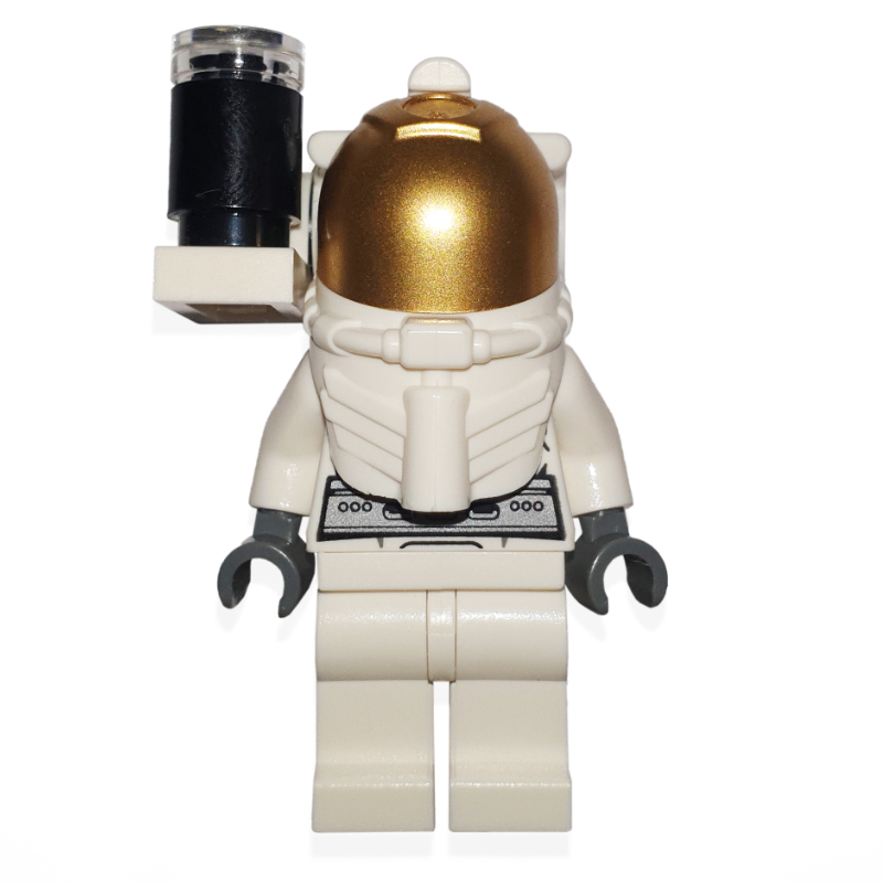 Lego Astronaut, White, Diver Helmet, Gold Visor, Side Light