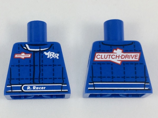 Lego Torso Racing Jacket with 'RR' and 'CLUTCH DRIVE' Logos Pattern / Blue