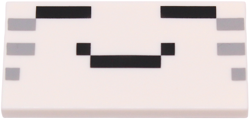 Lego Tile 2 x 4 with Black and Light Bluish Gray Squares and Rectangles Pattern (Minecraft Ghastling Face) / White