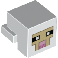 Lego Minifig Head Special, Cube with Rear Ledge, Pixelated Tan Face with Pink Mouth Print