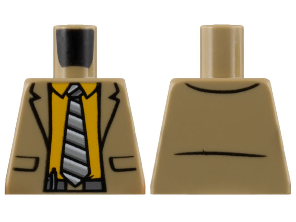 Lego Torso Suit Jacket, Bright Light Orange Shirt, Diagonal Striped Tie, Dark Bluish Gray Belt Pattern / Dark Tan