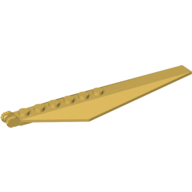 Lego Hinge Plate 1 x 12 Locking with Angled Side Extensions and Tapered Ends, 7 Teeth / Pearl Gold