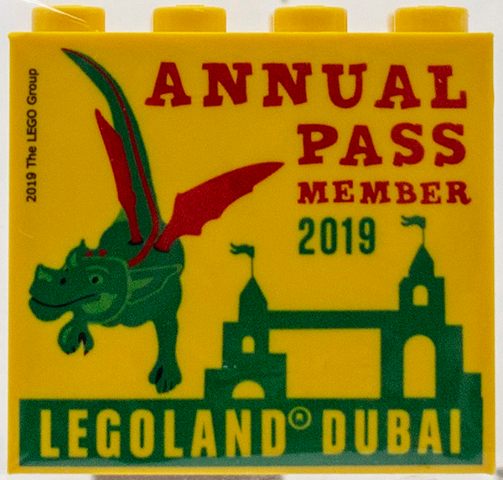 Lego Brick 2 x 4 x 3 with LEGOLAND Dubai 2019 Annual Pass Member Pattern