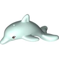 Lego Animal, Dolphin, Jumping with Bottom Axle Holder with Brown Eyes print / Light Aqua