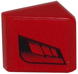 Lego Slope 30 1 x 1 x 2/3 with Black Faded Air Vents on Red Background Pattern Model Right Side (Sticker) - Set 8147