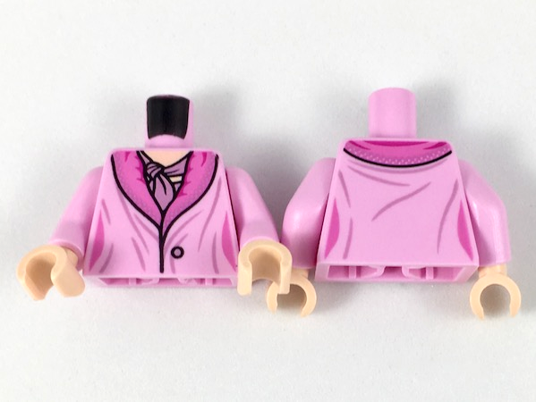 Lego Torso Dress with Dark Pink Collar and Mauve Scarf Pattern / Bright Pink Arms / Light Nougat Hands