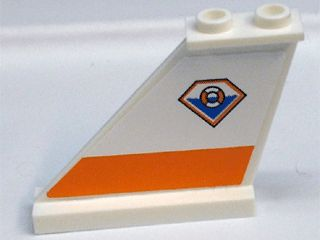 Lego Tail 4 x 1 x 3 with Coast Guard Pattern on Left Side (Sticker) - Set 7738 / White