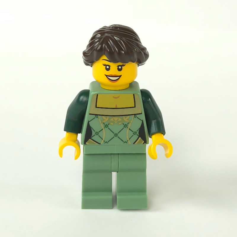 Lego Woman, Sand Green Corset, Sand Green Legs, Dark Brown Hair