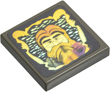 Lego Tile 2 x 2 with HP Dumbledore Hologram Pattern (Sticker) - Sets 4708 / 4709 / Dark Gray