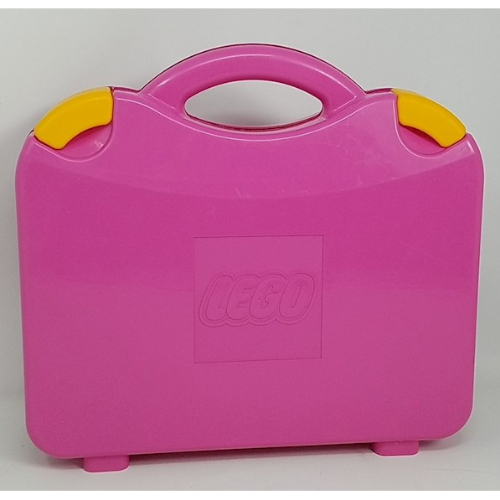 Lego Storage Case, with Rounded Corners, Dark Pink Lid, Bright Light Orange Latches