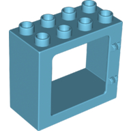 Lego Duplo Door / Window Frame Flat Front Surface, Completely Open Back / Medium Azure