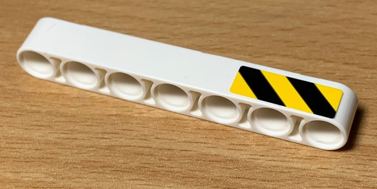 Lego Technic, Liftarm Thick 1 x 7 with Black and Yellow Danger Stripes Pattern Model Right Side (Sticker) - Set 42078
