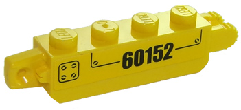 Lego Hinge Brick 1 x 4 Locking with '60152' and Plate with Rivets Pattern on Both Sides (Stickers) - Set 60152 / Yellow